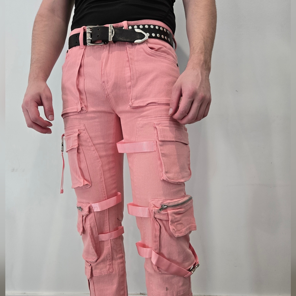 Pink Strapped Cargo Pants